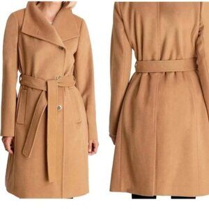 MICHAEL Michael Kors Dark Camel Wool Blend Belted Coat – Size S